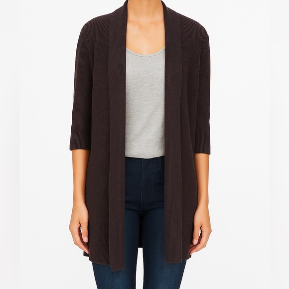 Eileen Fisher S/s Open Long Line Cardigan Sz L - Picture 1 of 5